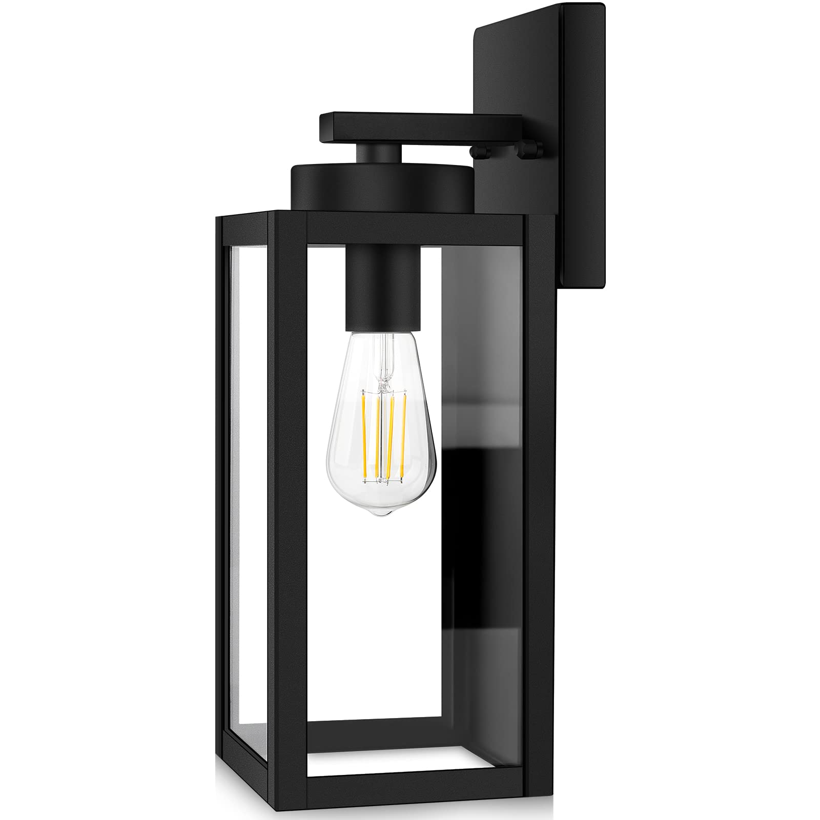 BesLowe Outdoor Wall Mount Light Fixture, Exterior Wall Lantern Waterproof, Black Outside Porch Sconce Lighting with Matte Black
