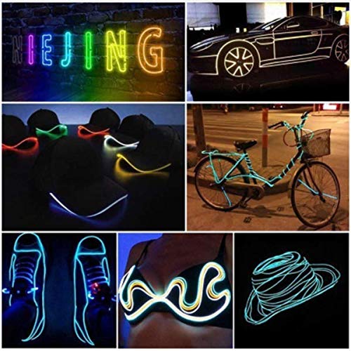 Searik Led Neon Light 16.4Ft, Portable El Wire Glowing Rope String Lights For Halloween, Party, Diy Clothes - Purple