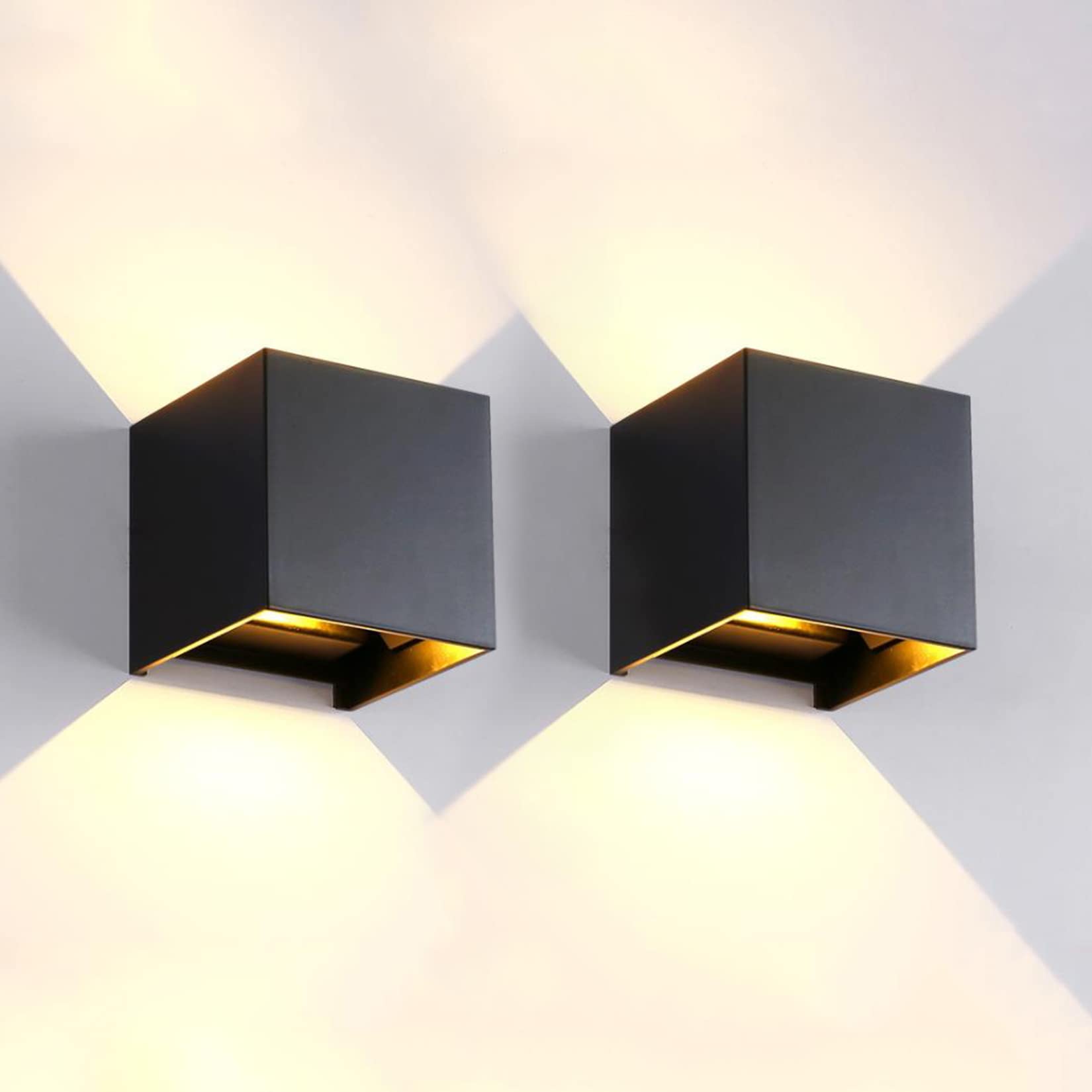 2 Pack Outdoor Sconces Wall Lights LED 20W Exterior/Interior Up and Down Lights IP65 Waterproof Modern Outdoor Lighting Fixtures