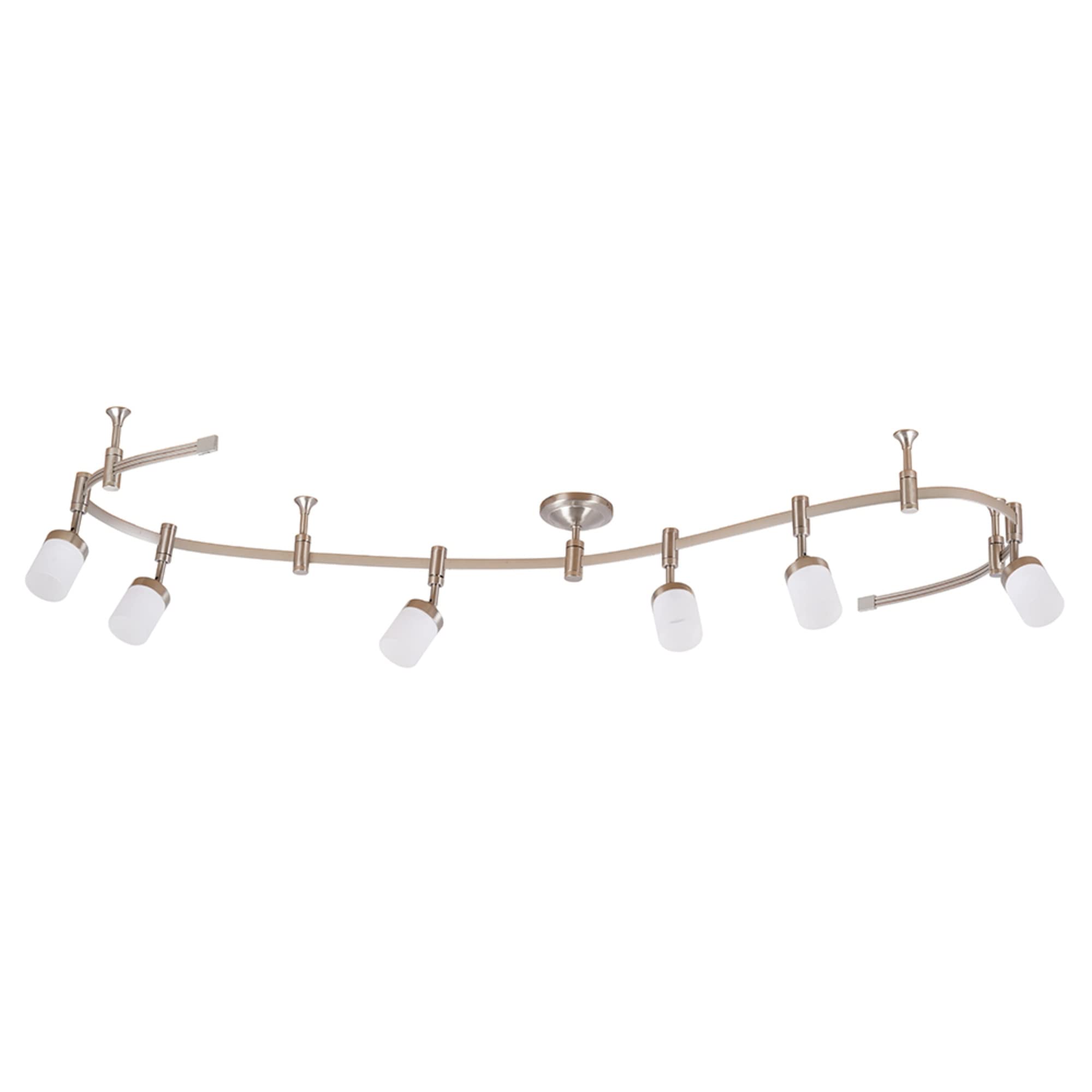 Catalina Lighting 96 6-Light Integrated LED Flex Track Spotlight Ceiling Light, Brushed Nickel, for Kitchen, Living Room, Home L