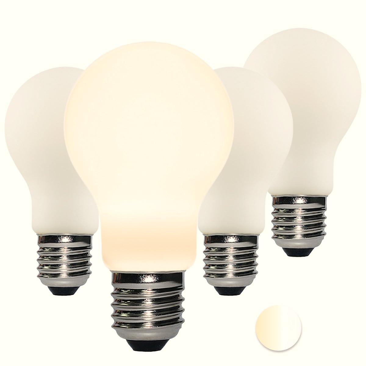 Liii&Artman Led Light Bulb A19 120V 6W E26 Matte Porcelain Dim-To-Warm 2000-2800K Cri95 500Lm, (4-Pack)