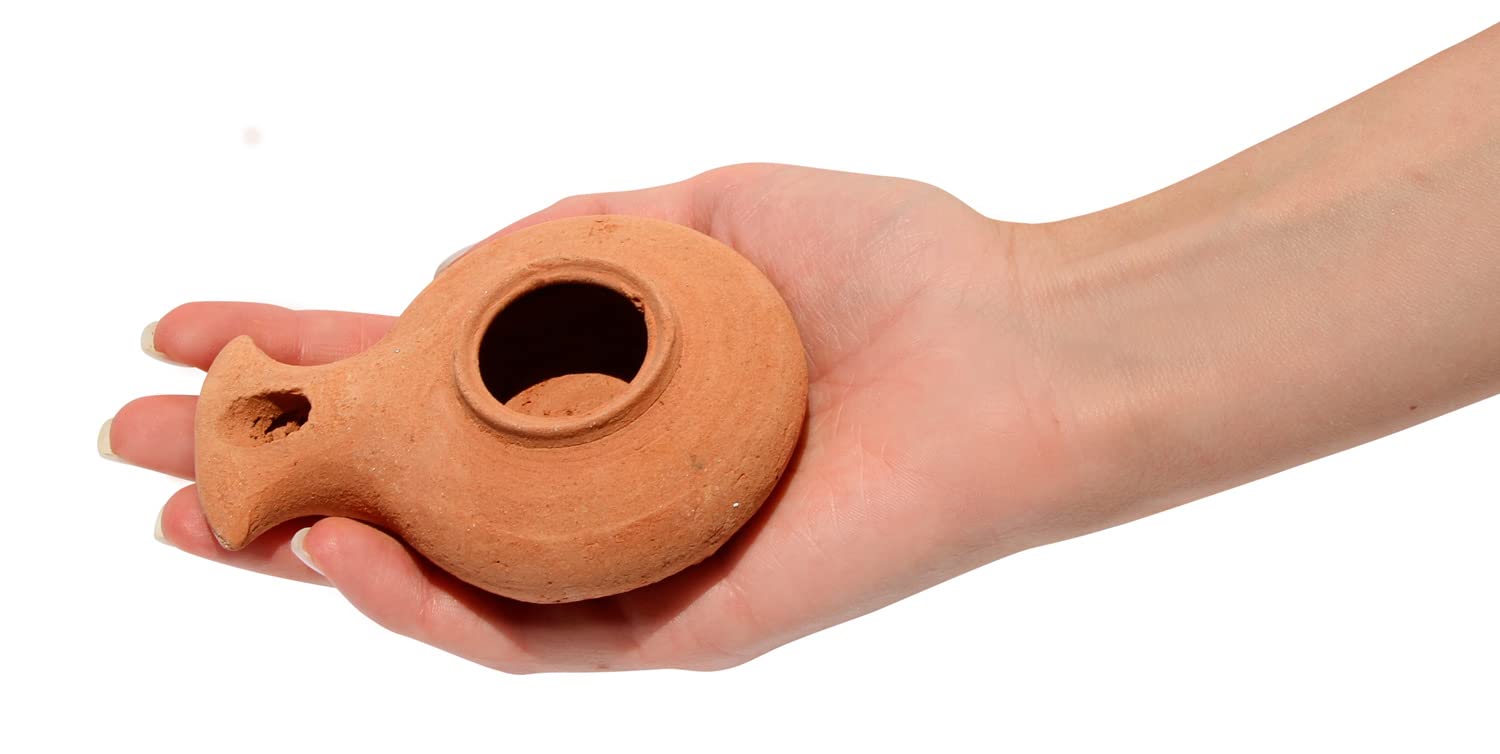 Herodian - Classic Brown Replica Of Ancient Clay Oil Lamp & Certificate Of Authenticity Hanukkah-Judaica/Christian Gift
