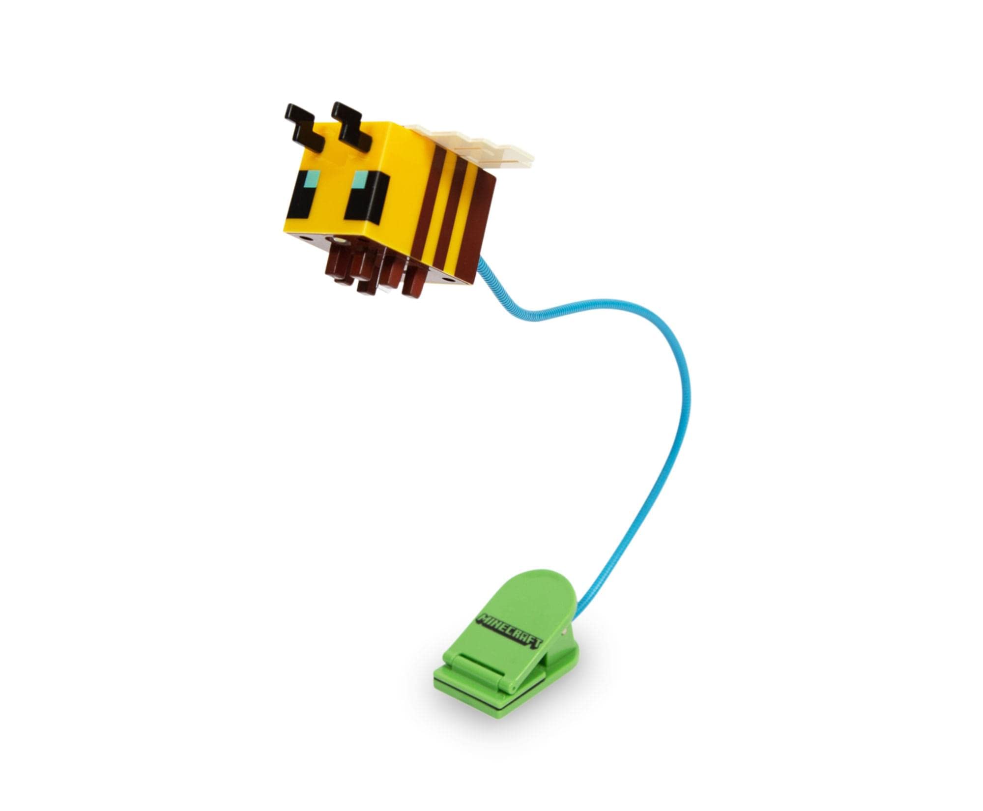 Minecraft Yellow Bee Battery-Powered Reading Light With Clip and Adjustable Arm | Night Light Mood Lamp For Books and Kindles, H