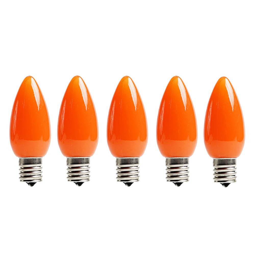 EZLS C9 Orange Opaque SMD LED Bulbs - 5 Pack Smooth Lens Orange Opaque C9 Replacement Bulbs