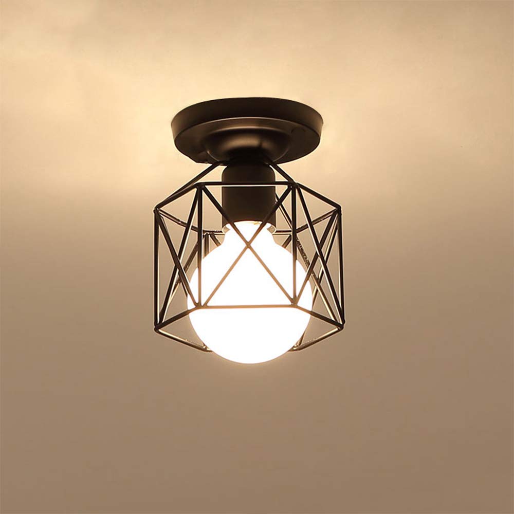 ZHMA Semi Flush Mount Ceiling Light Fixture, Retro Black, E26/E27, Metal, 2 Pack for Kitchen, Hallway, Porch, Bedroom