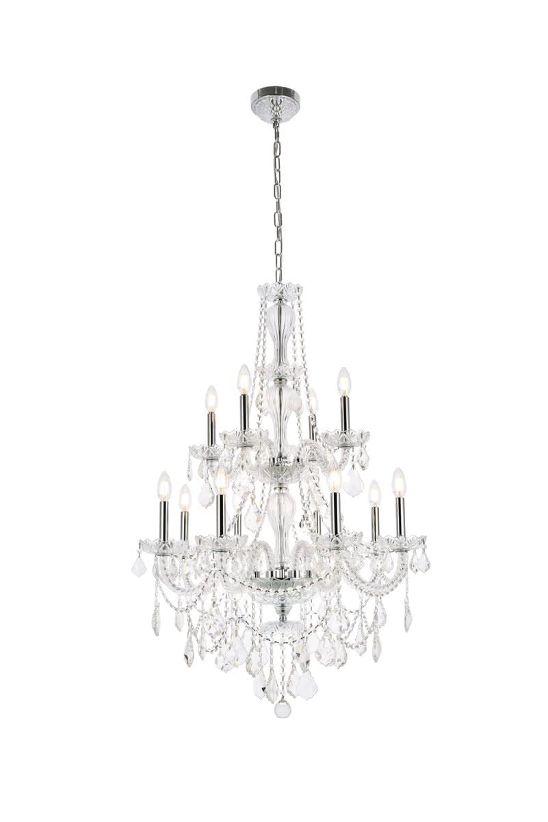 Elegant Lighting Value Giselle 12 Light Gold Chandelier Clear Royal Cut Crystal