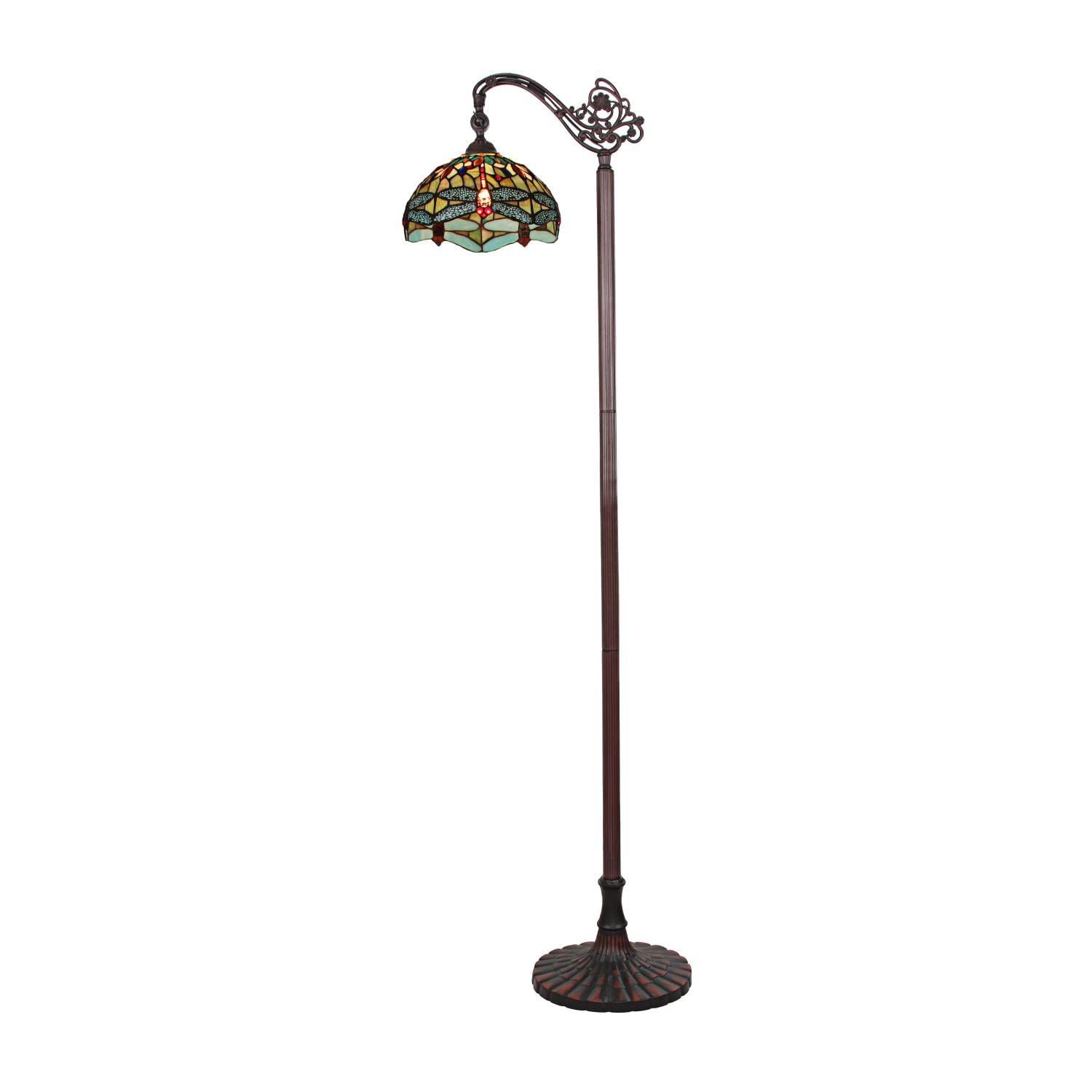 Chloe Lighting Empress Dragonfly Tiffany-Style Floor Lamp, Dark Bronze, 11.81in  x 64.37in , Multicolor, Model CH3T471GD11-RF1