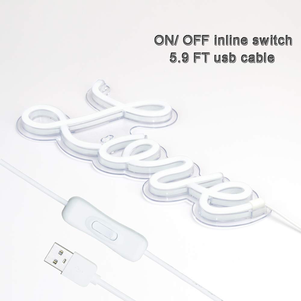 5V White Love LED Neon Sign Christmas Wedding Party Decoration Wall Lamp USB Powered Children Bedroom Night Light (NEW love whit