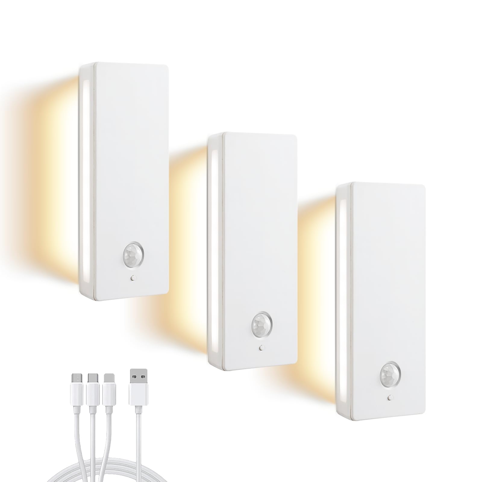 Vadifula Rechargeable Battery Night Light with Motion Sensor, Cordless Battery-Powered Stick-on Magnet Toilet Lights, Soft Two-S