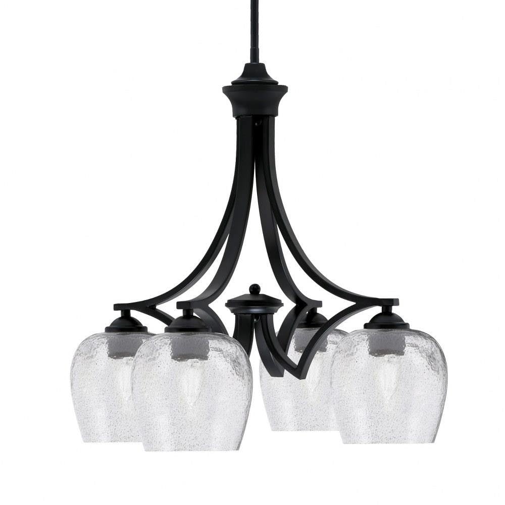 Toltec Lighting 568-MB-4812 Zilo - 4 Light Downlight Chandelier-20.75 Inches Tall and 21.25 Inches Wide, Finish Color: Matte Black, Glass Color: Smoke Bubble