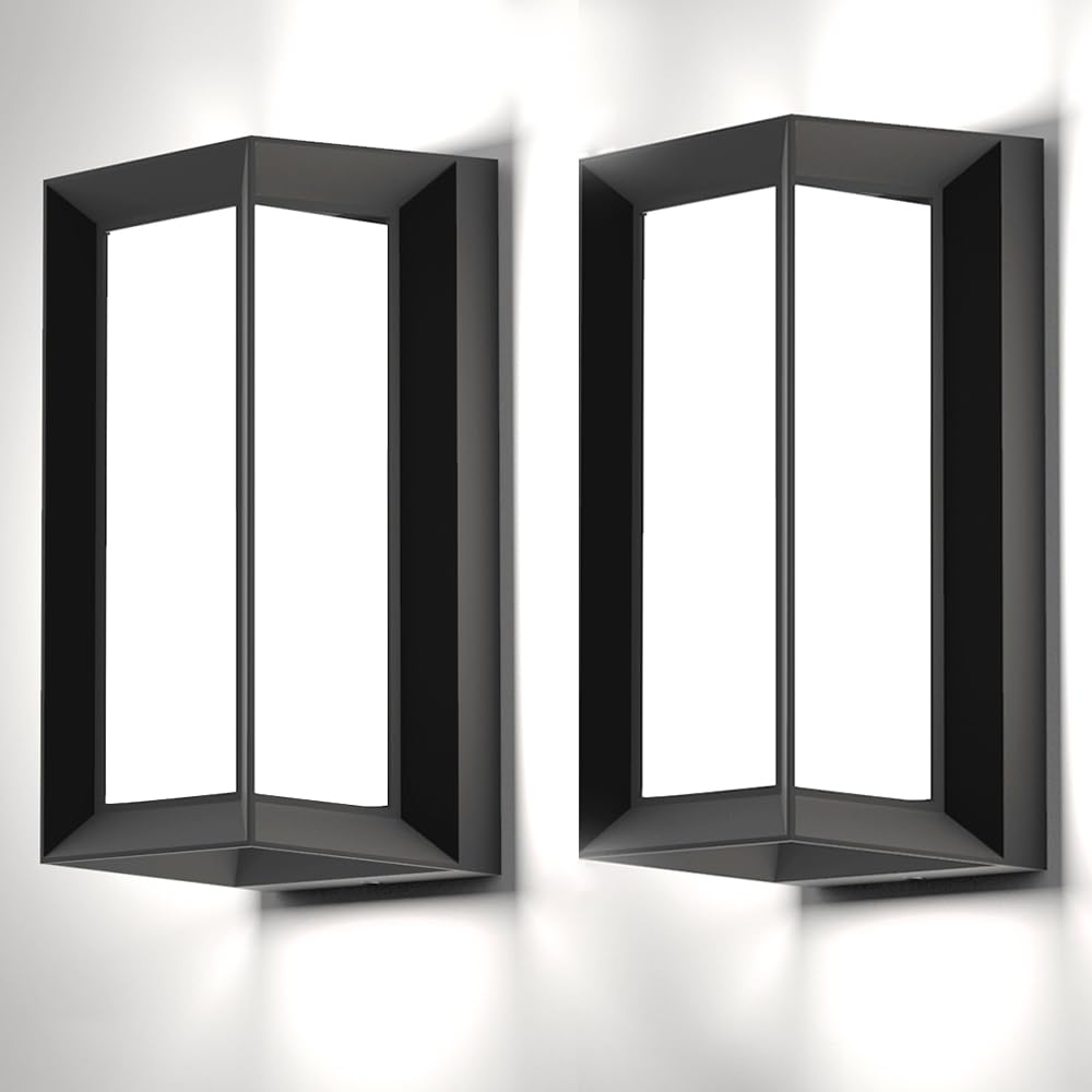 Sytmhoe 24W Led Outdoor Wall Sconce Lights, Ip65 Waterproof, Black Aluminum, 2 Packs
