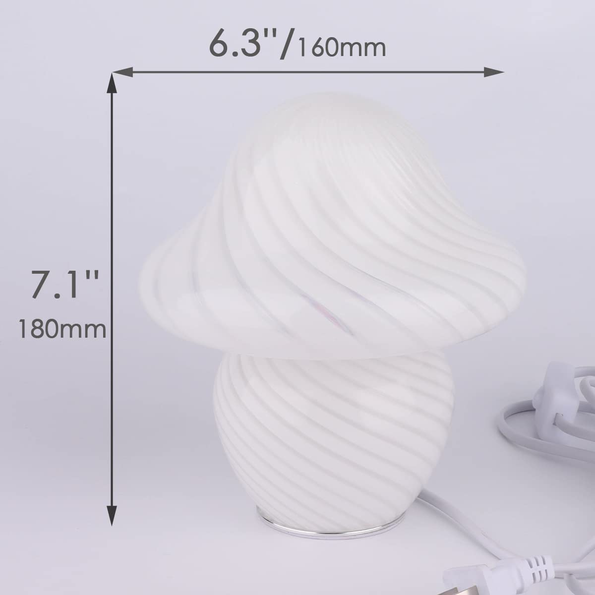 Heqet Mushroom Table Lamp White With Strip
