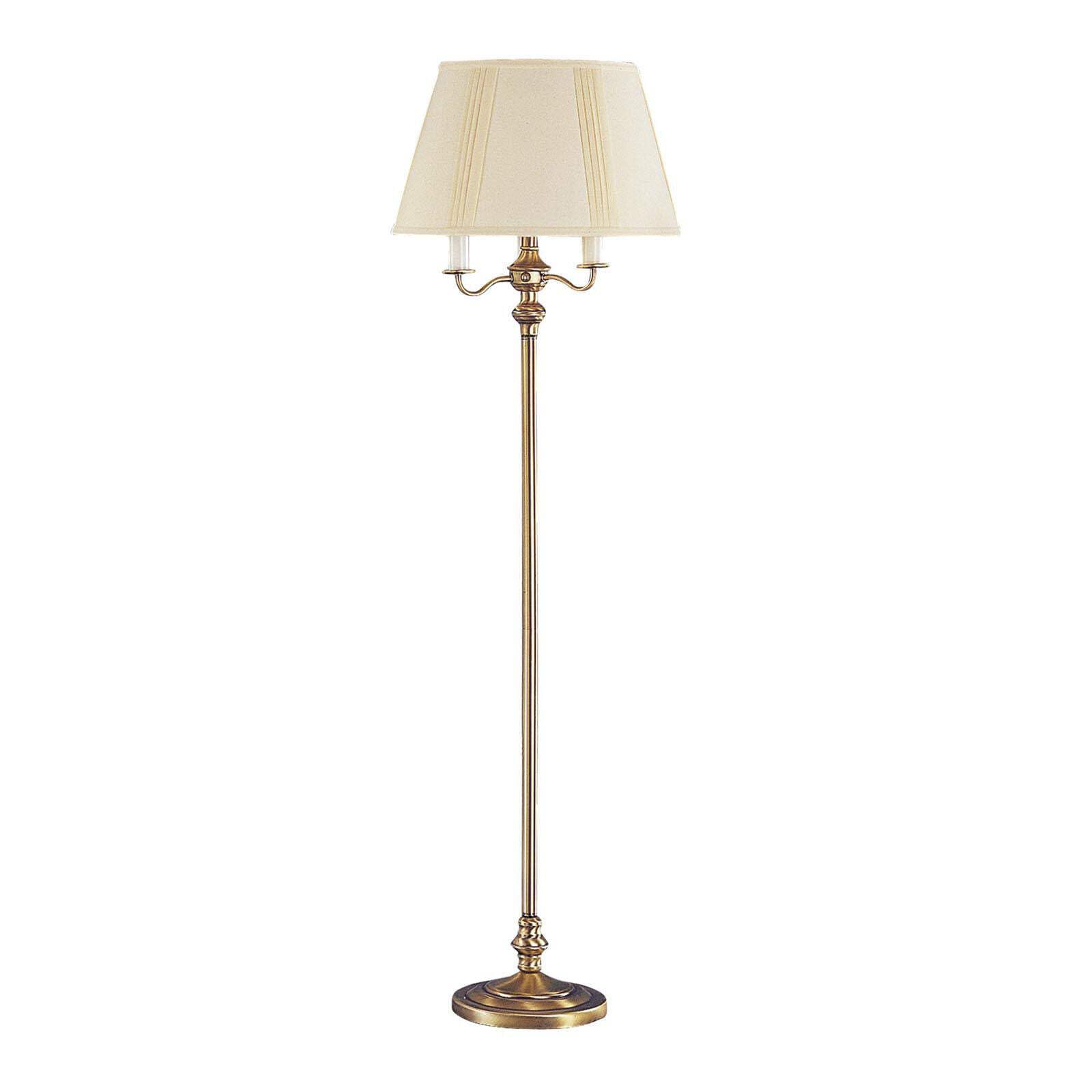 HomeRoots Four Light Traditional Floor Lamp, 60 in., Metal, Beige Square Shade, Bronze Finish