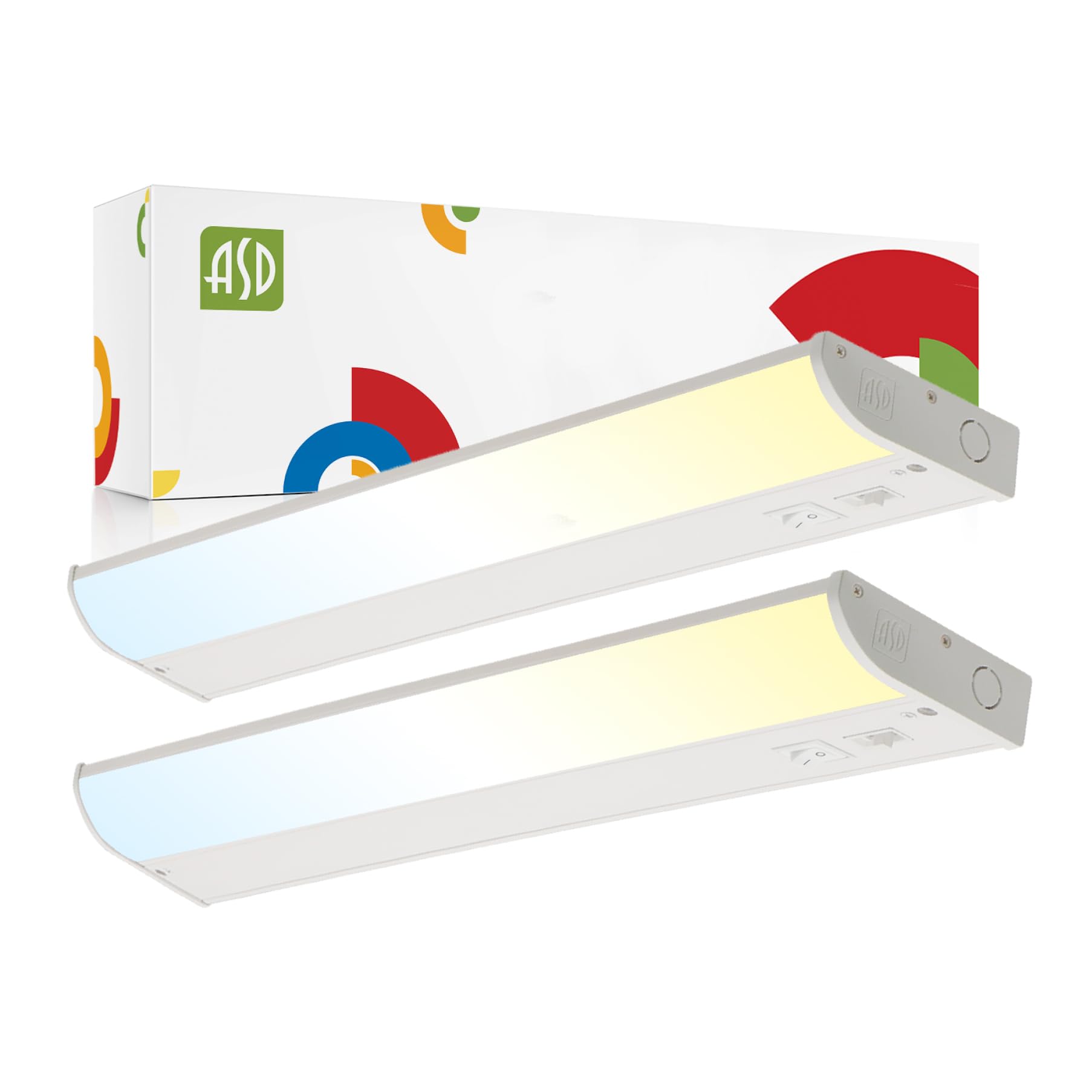 ASD LED Under Cabinet Lighting, 24 inch 12W 822LM, Dimmable Hardwired Under Cabinet Lights for Kitchen, 3000K Soft/4000K Cool/50