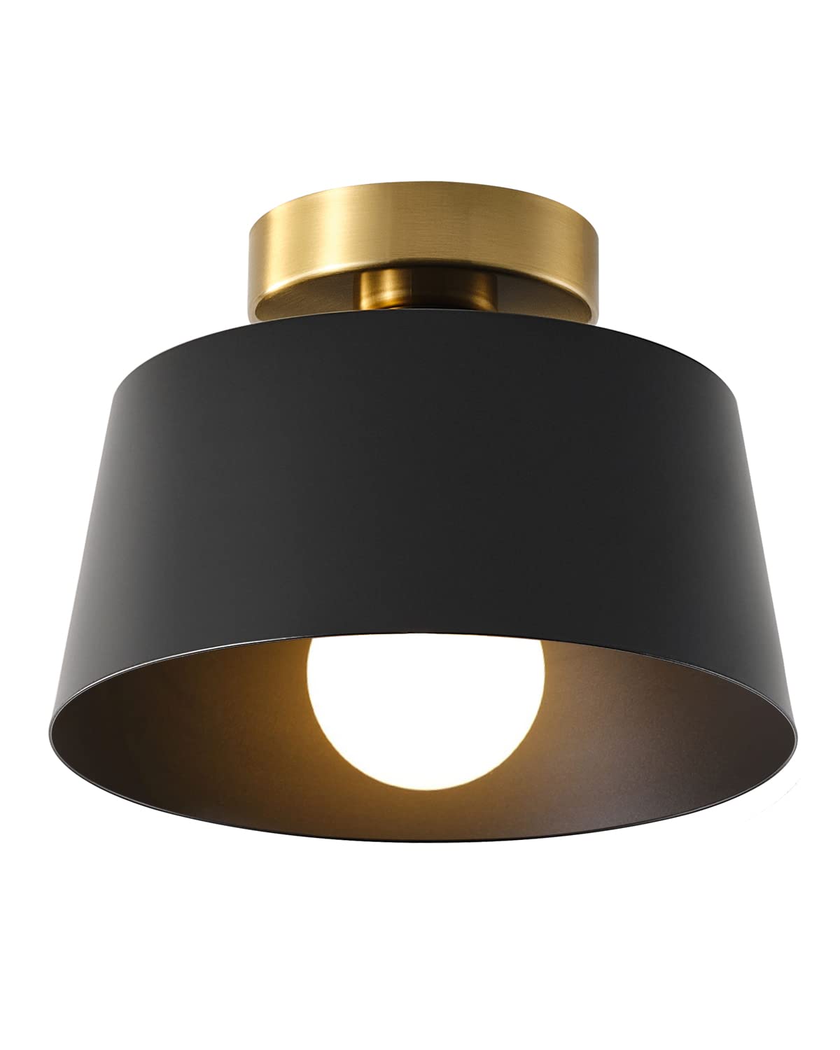 Ceiling Light Fixture, Hallway Ceiling Light With Gold Plate And Matte Black Shade, Modern Simple Style Porch Light Fixtures Sem