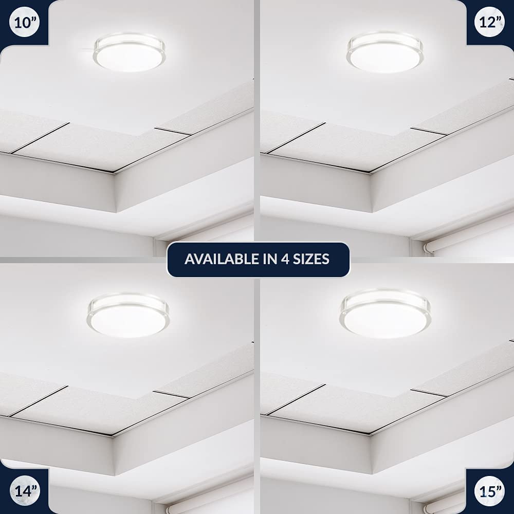 Lunabode Led Flush Mount Ceiling Light, 15, Brushed Nickel, 2700K, 22W (100W Eq), Model Gsd3823, Warm White, Etl