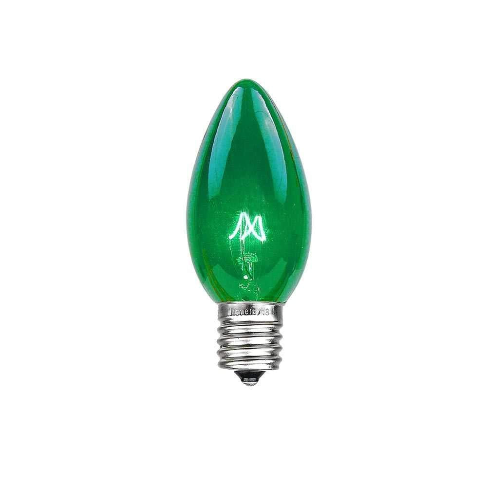Novelty Lights Twinkle Christmas Replacement Bulbs - Outdoor Individual Bulbs for Events  Holiday Parties  Patios  and More - C7/E12 Candelabra Base  7 Watt Lights (Green  25 Pack)