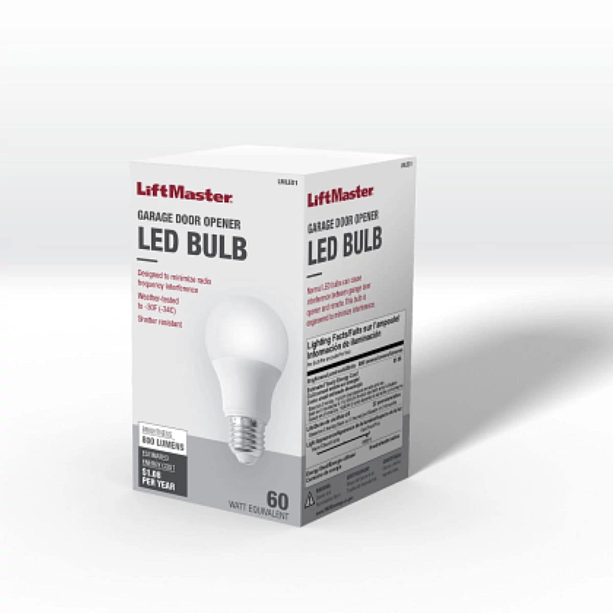 LiftMaster Universal Garage Door Opener LED Light Bulb, 1 Count, White, Plastic, Model LMLED1