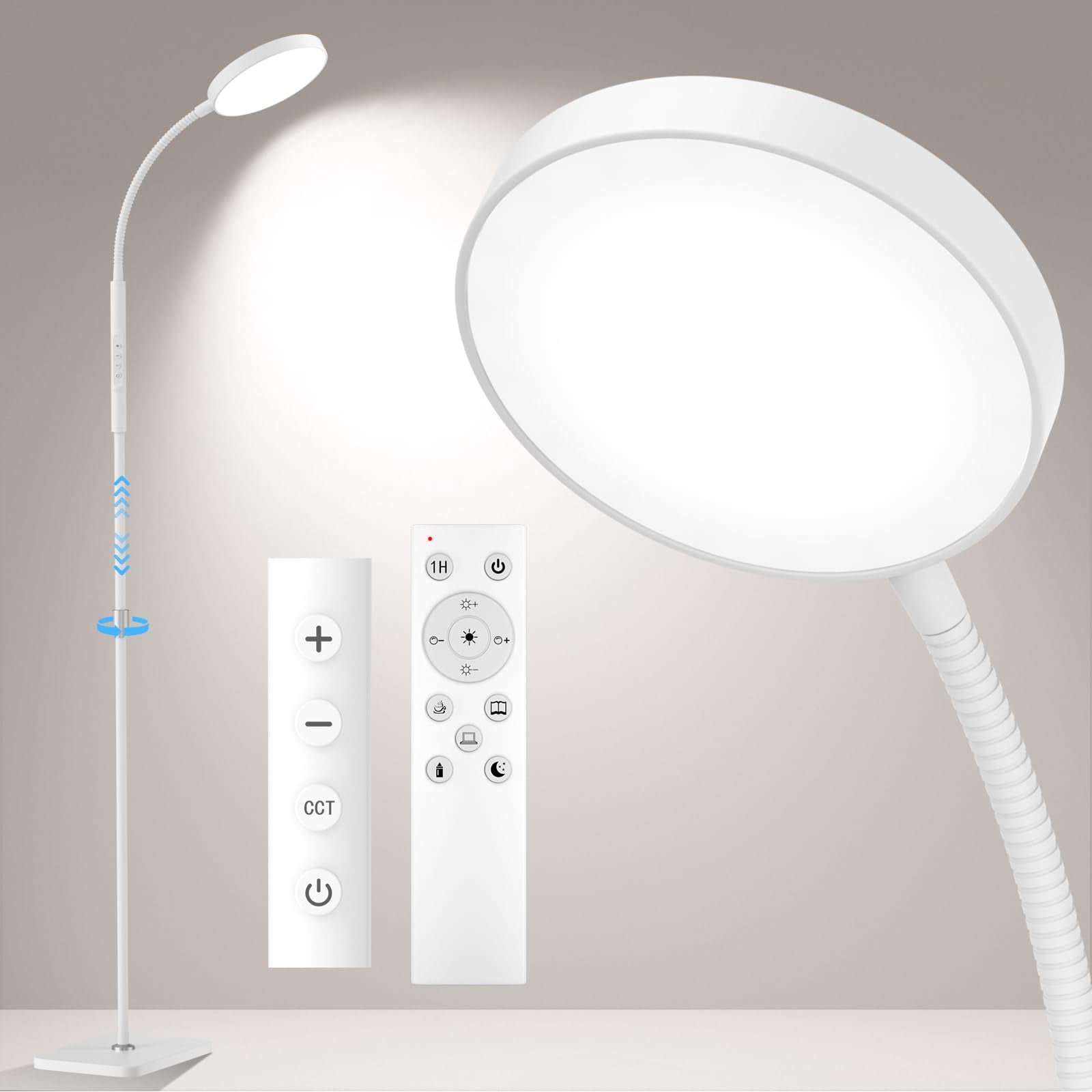 PACOVY Floor Lamp, Adjustable Height Floor Lamps for Living Room Bedroom, 252 LED Super Bright Standing Lamp Remote Control, Dim