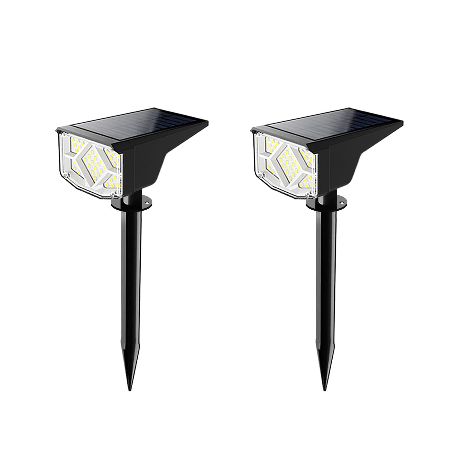 SJUEDENG Solar Spotlight Outdoor, 2 Pack, Cool White, IP66 Weatherproof, 2 Lighting Modes, Model 02, for Garden Pathway and Landscape