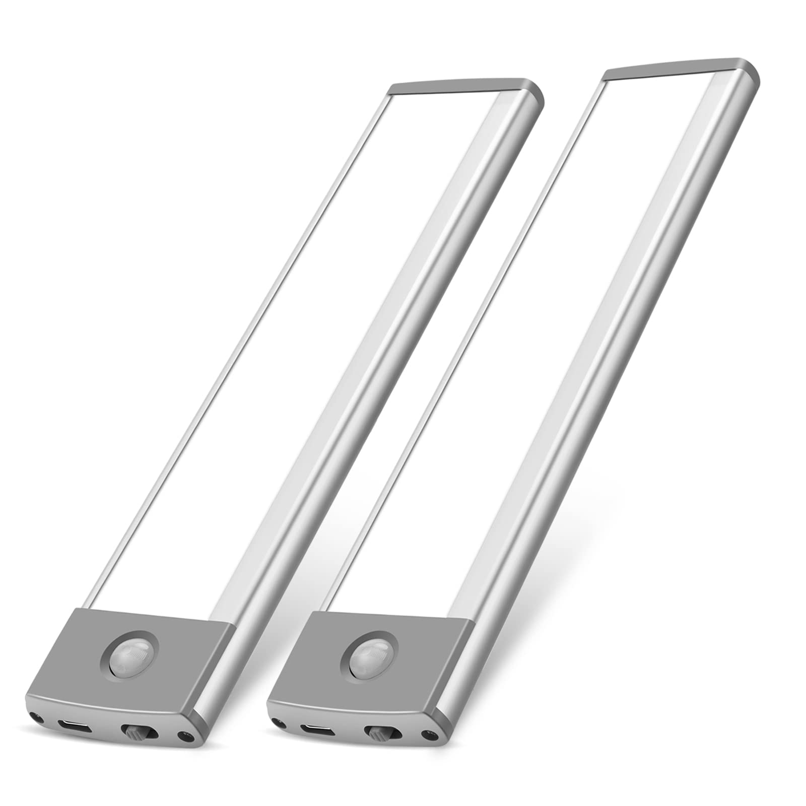 30-LED Under Cabinet Lights,USB Rechargeable Kitchen Cupboard Night Light,Battery Operated Under Counter Closet Lighting,Motion 