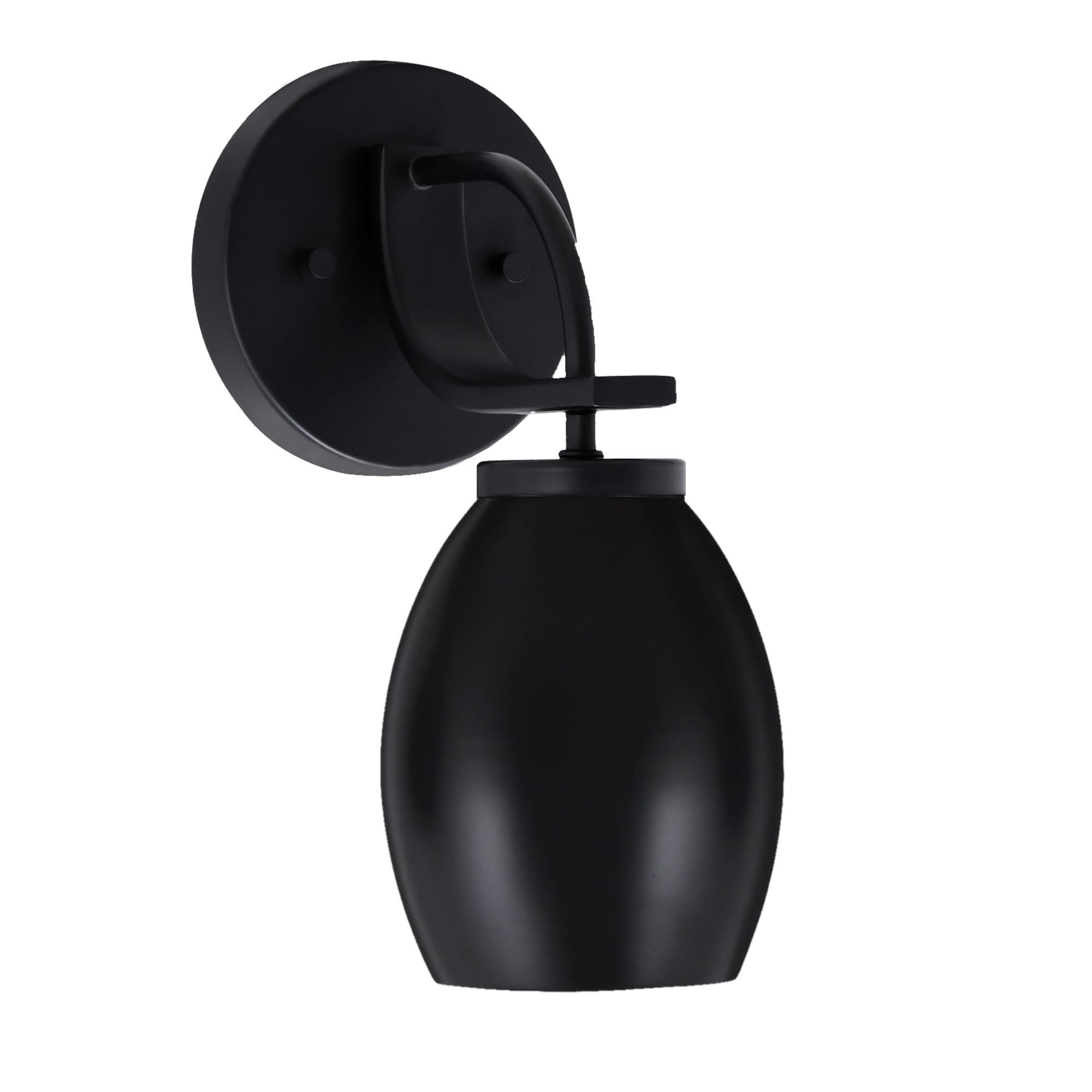 Cavella 1 Light Wall Sconce Shown In Matte Black Finish With 5" Matte Black Oval Metal Shade