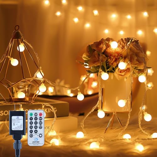 Dailyart Globe String Lights, 100 Led, 59Ft Warm White Fairy Lights, Waterproof, 8 Modes, Remote Control For Indoor/Outdoor Use