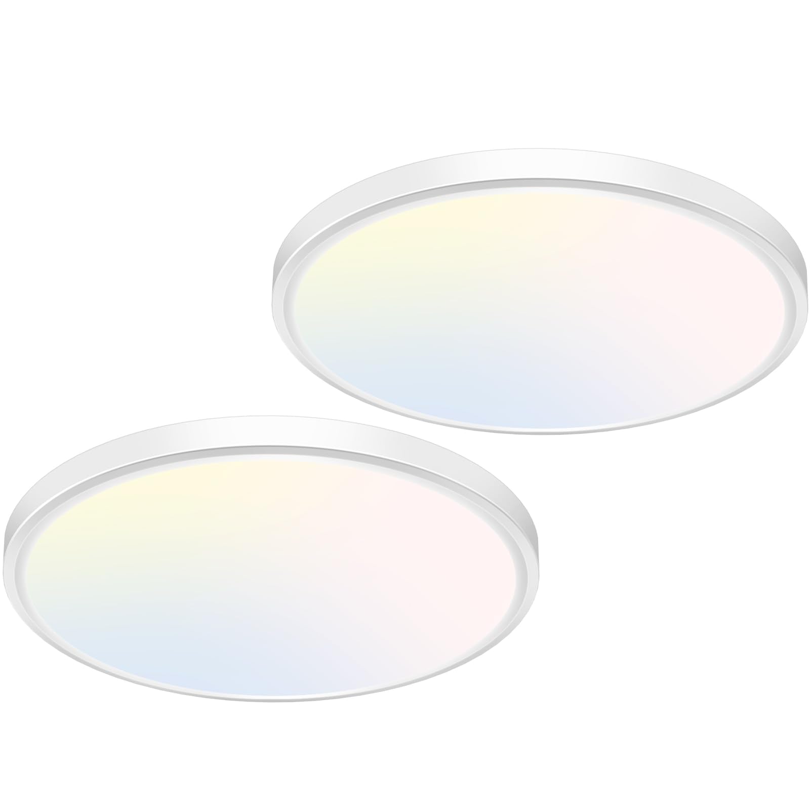 Libtit 12 Inch Flush Mount Led Ceiling Light Fixture  3000K 4000K 6500K Adjustable  28W 3200Lm White Round Lighting Fixtures For Bathroom Shower Hallway Kitchen  2 Pack