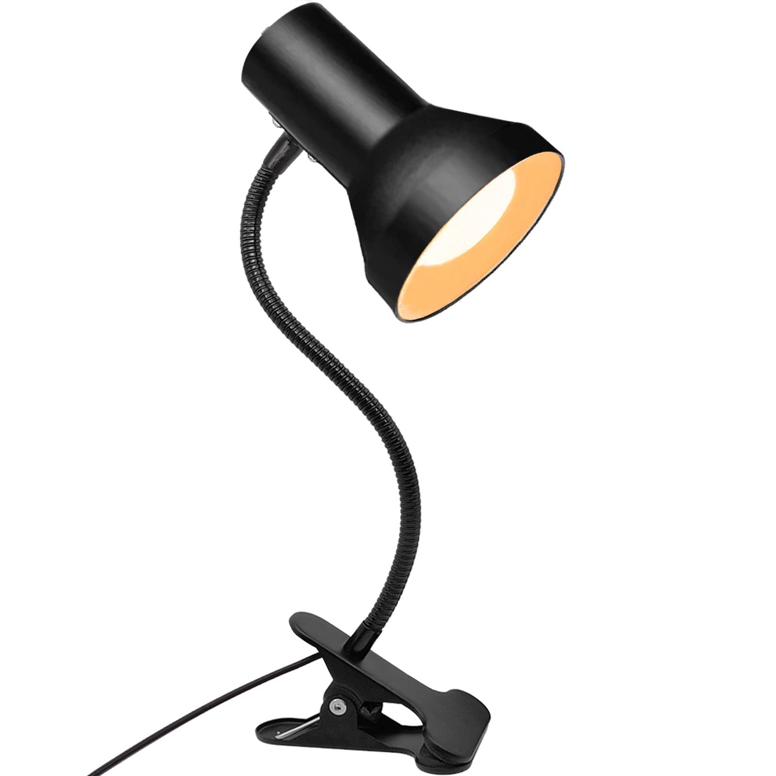 WimiSom Desk Lamp Eye-Caring Gooseneck Clip Light, Portable for Reading, Medium Size, Metal, Black, Model OUC-Desk lamp-0026