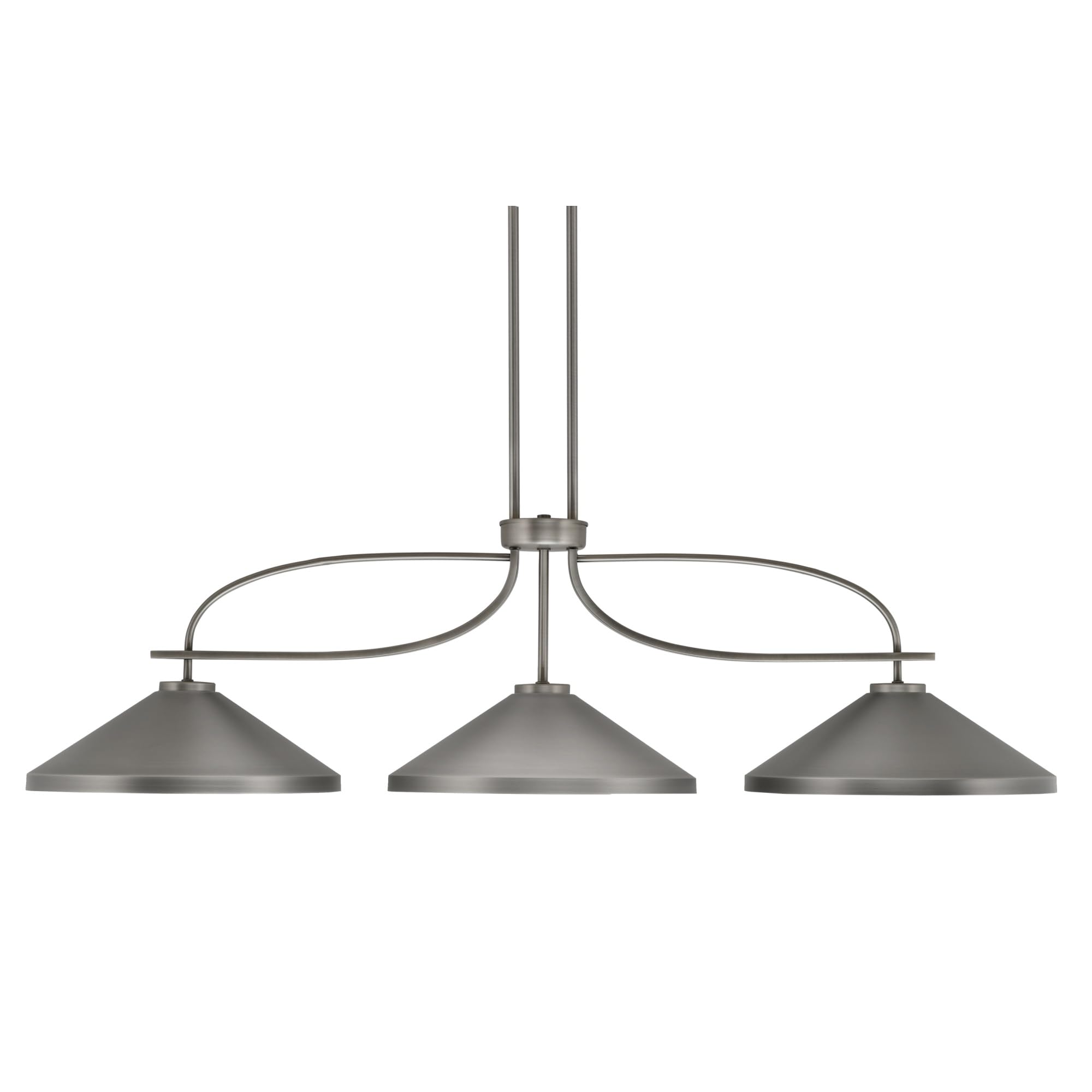Cavella 3 Light Island Light in Graphite Finish with 14&quot; Graphite Cone Metal Shades