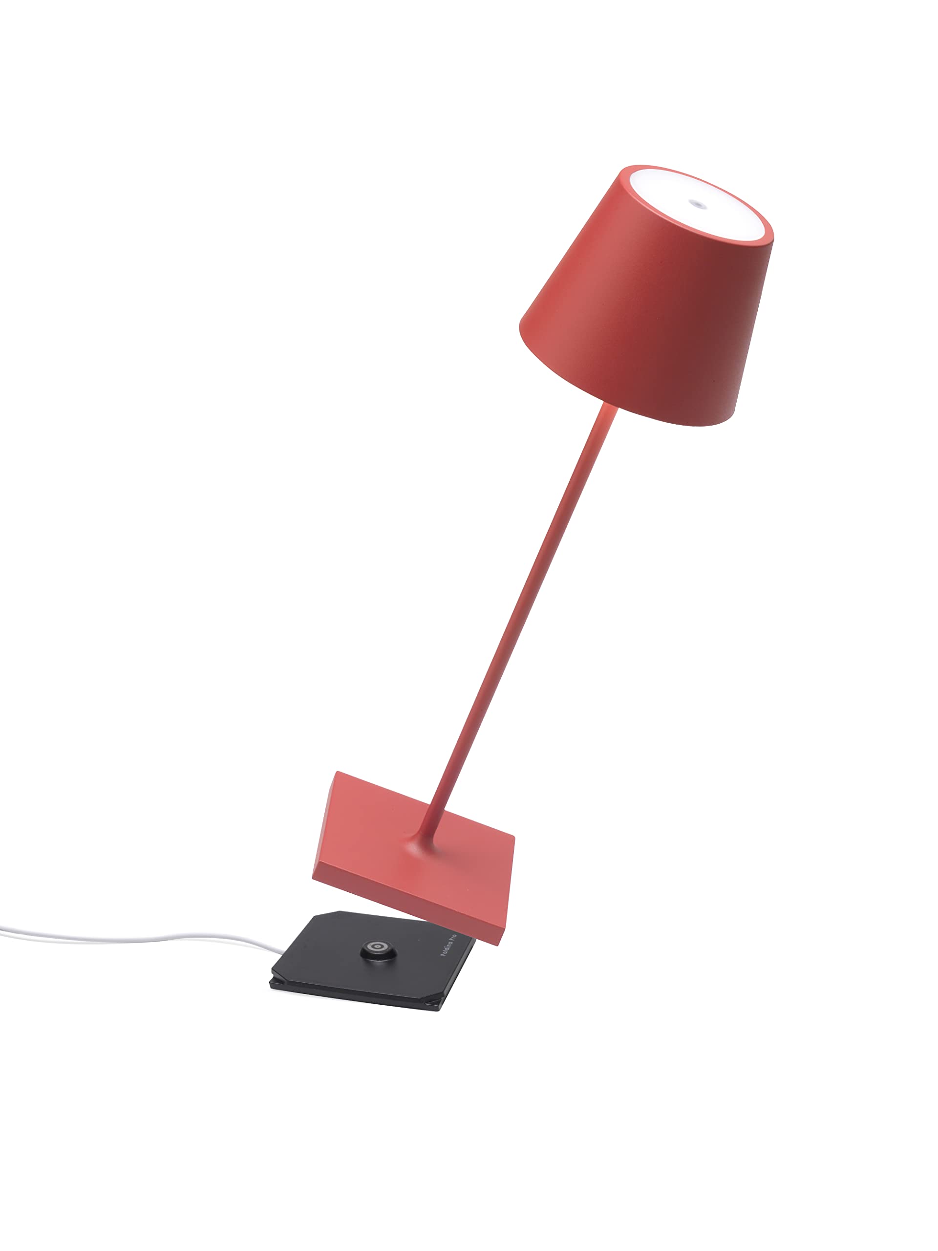 Zafferano Poldina Pro Lamp - Rechargeable Cordless Table Lamp, Touch Control, 14.9in Height, Red, Model LD0340F4