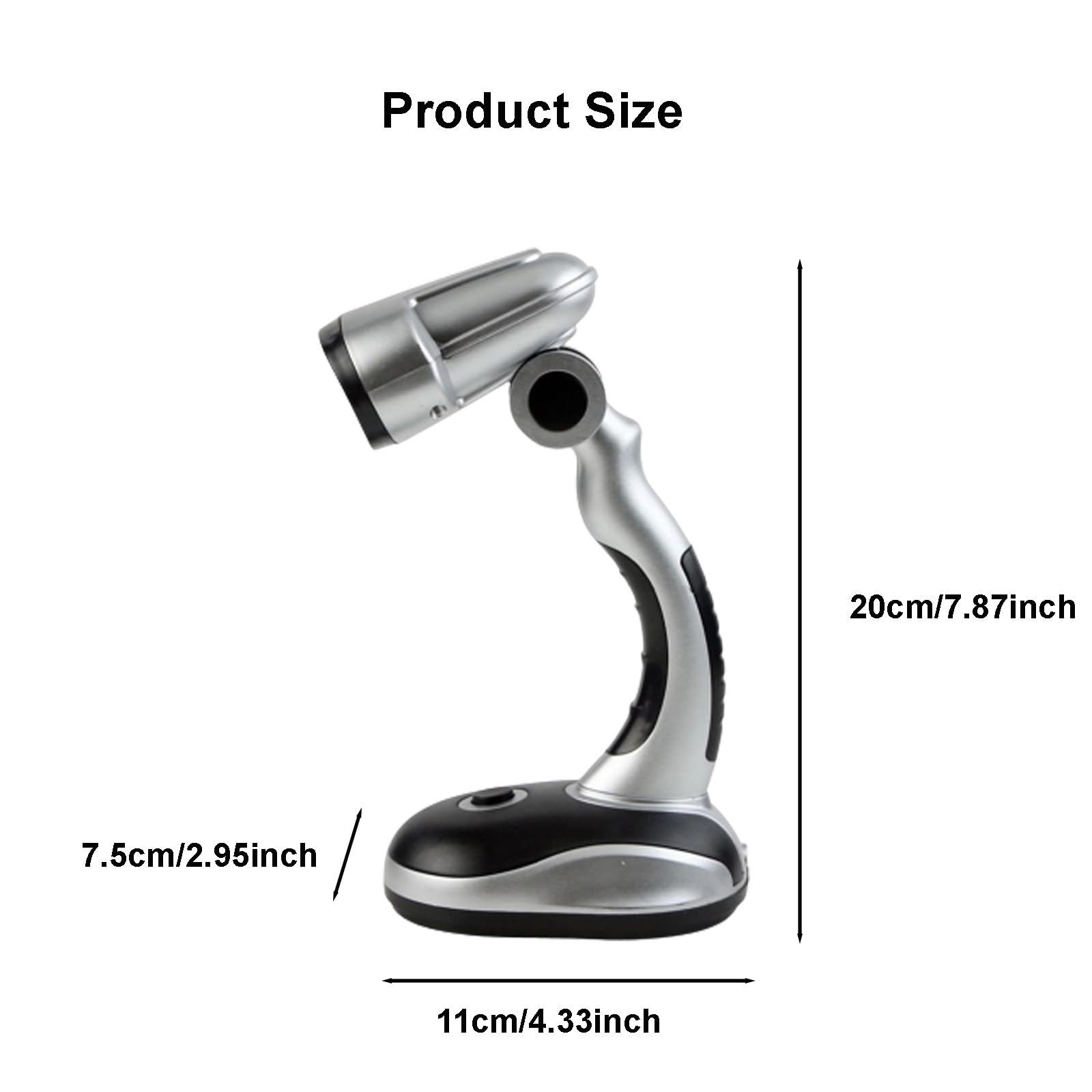 Ragyzity Led Desk Lamp  12 Led Portable Battery-Powered Table Lamp  Bedside & Camping Light  Bright Work And Reading Light For Computer  Home  Or Outdoor Use (Black Silver)