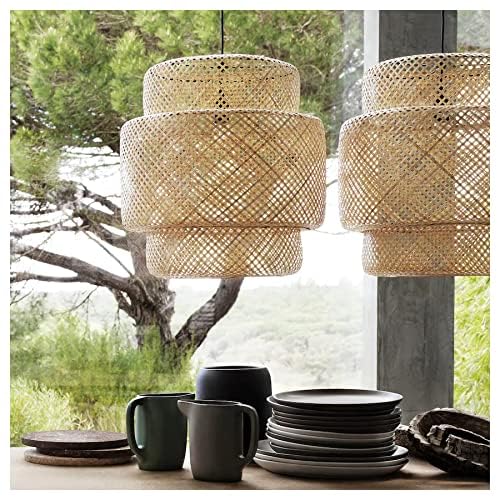 IKEA Sinnerlig Pendant Lamp, Bamboo - Metal, Model 703.150.30, Stylish Lighting for Home Decor