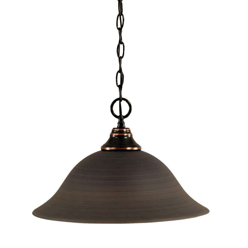 Toltec Lighting 10-Bc-602 Chain Hung Pendant With 16&quot; Gray Linen Glass, Black Copper Finish