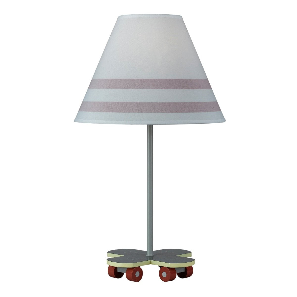 Cal Lighting Bo-5681 Kids Novelty Lamp With Beige Fabric Shades, Skateboard In White Finish