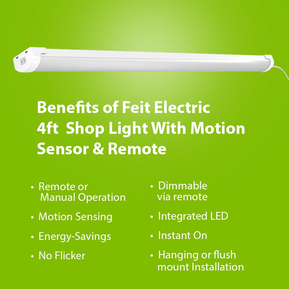 Feit Electric 46'' Led Utility Light, Motion Sensor With 5 Modes & Timer, Remote Control, 5000 Lumens, 4000K Cool White, 55W Ene