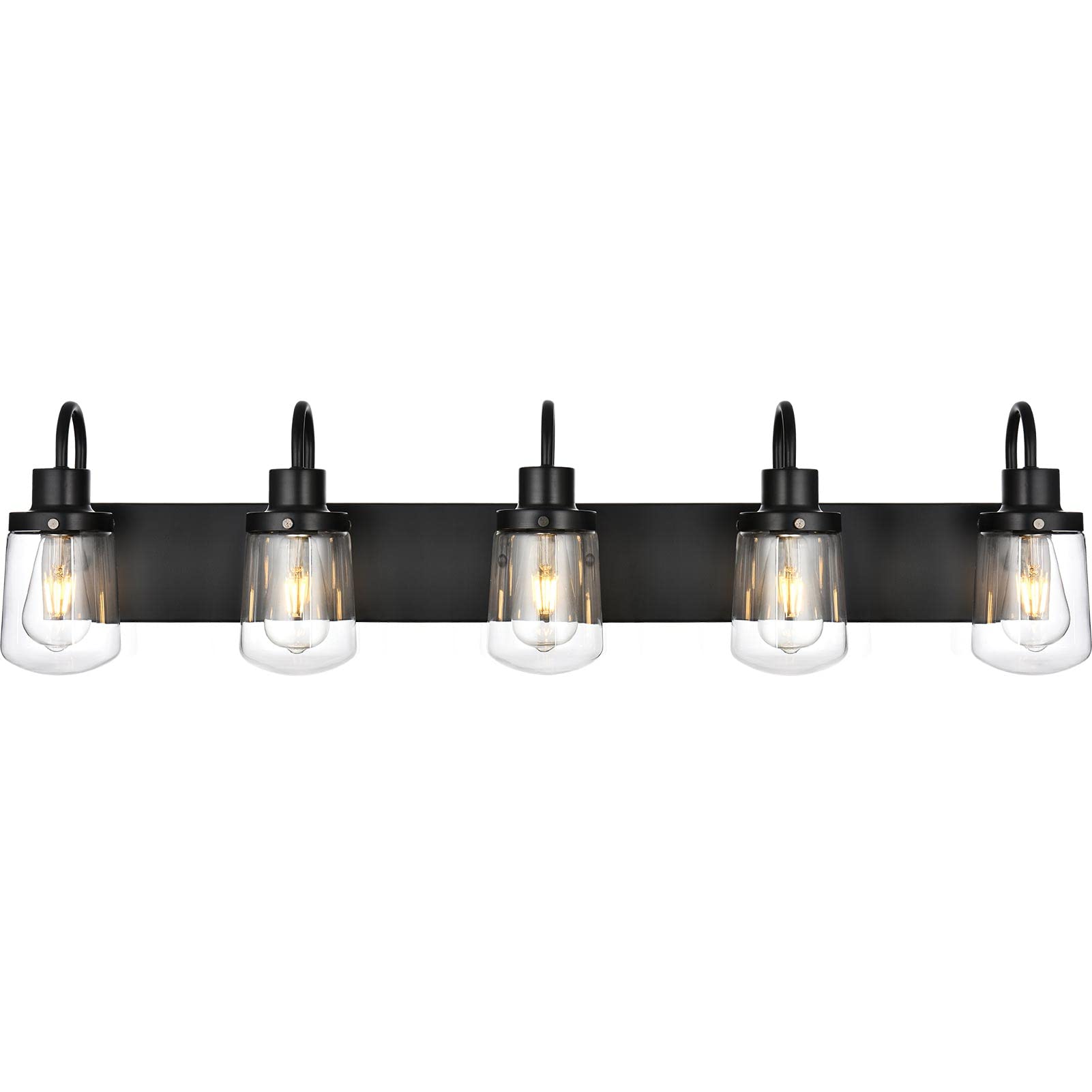 Yaohong Black Bathroom Lights Over Mirror, 5-Light Vanity Fixture With Glass Globe Shades