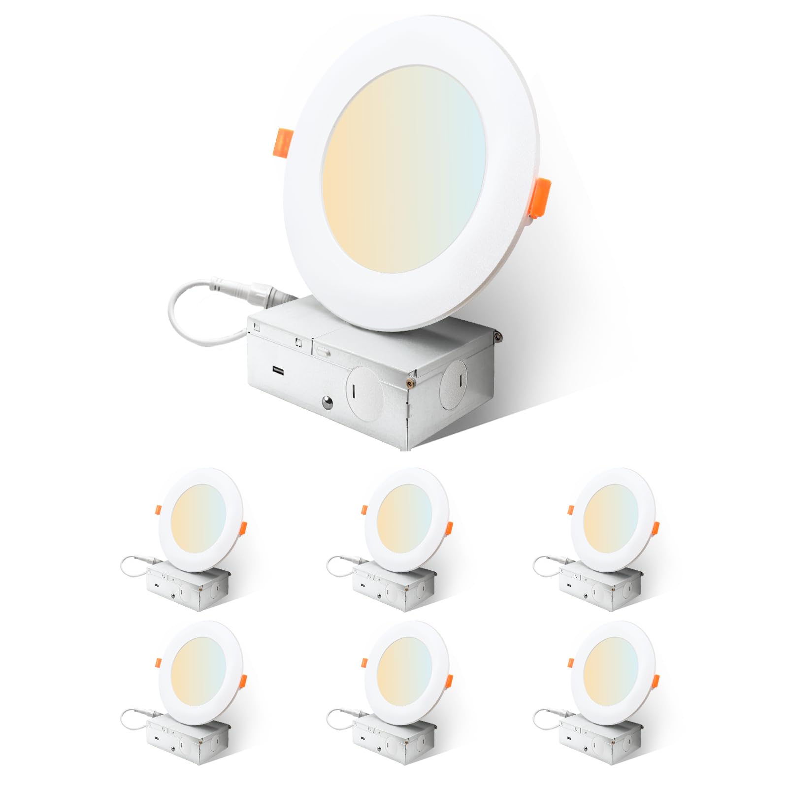 Sylvania 4 Slim Microdisk Downlight  10W  5 CCT Select (2700K - 5000K) Recessed Lighting  700 LMS  90 CRI  Dimmable  Wet-Rated  White - 6 Pack (61189)
