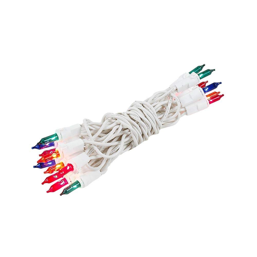 Novelty Lights 8.5 Feet 20 Bulb Multicolor Mini Light String on White Wire  Non-Connectable Incandescent Fairy Lights for Bottles and Crafts  4 Bulb Spacing  24 Lead  Stackable Fused Plug