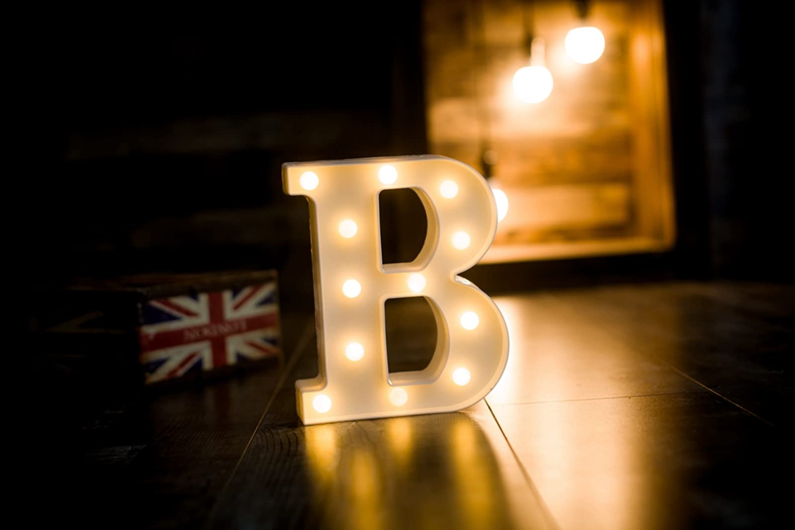 Foaky Led Letter Lights Sign Marquee Light Up Letters Sign For Night Light Wedding/Birthday Party Battery Powered Christmas Lamp Home Bar Decoration(B)