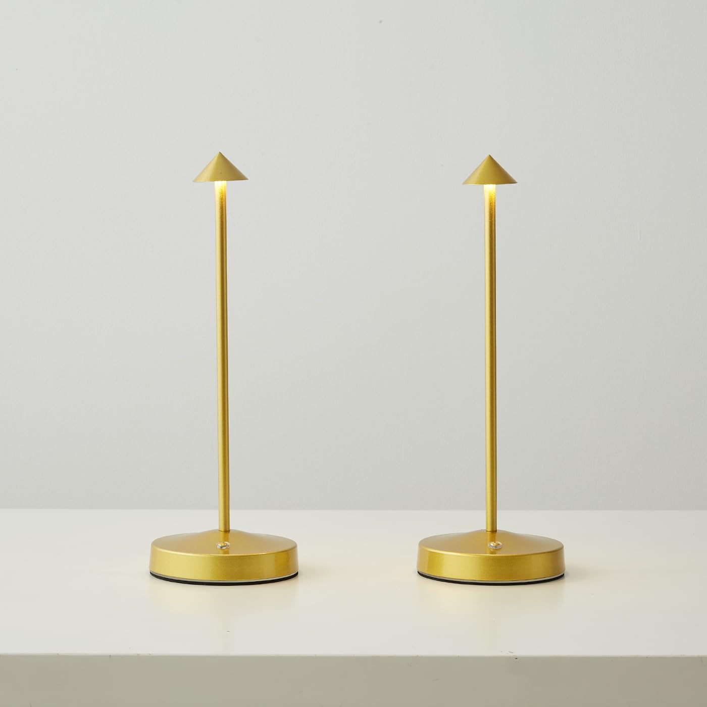 Eypid 2 Pack Cordless Table Lamps - Rechargeable, Dimmable, Minimalist Design, Gold, Model Jb0064-2G