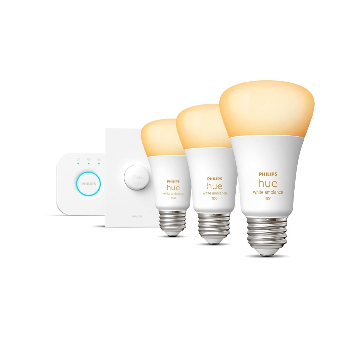 Philips Hue White Ambiance Smart Button Starter Kit, 3 Count, 60W, Works with Alexa/Google Assistant, Model 929002226709