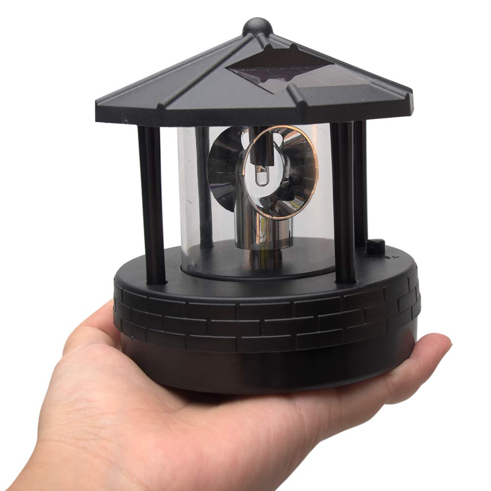 1PC Solar Lighthouse, Rotating Outdoor Waterproof LED Solar Light Beacons Tower Decorative, 360 Degree Rotating Lamp Beacons for