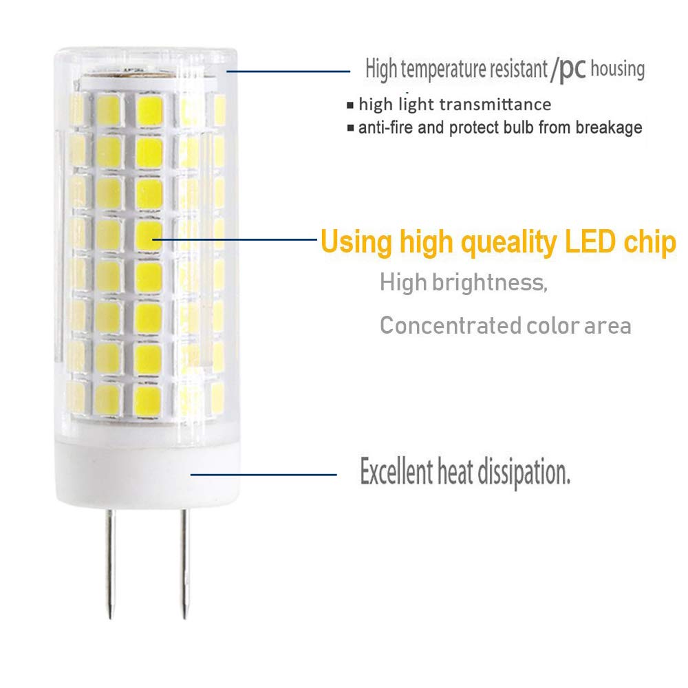 Syxkj G8 Led Bulb 7W Ac120V 750Lm Bi-Pin Base 2 Pack White 6000K Ceramic