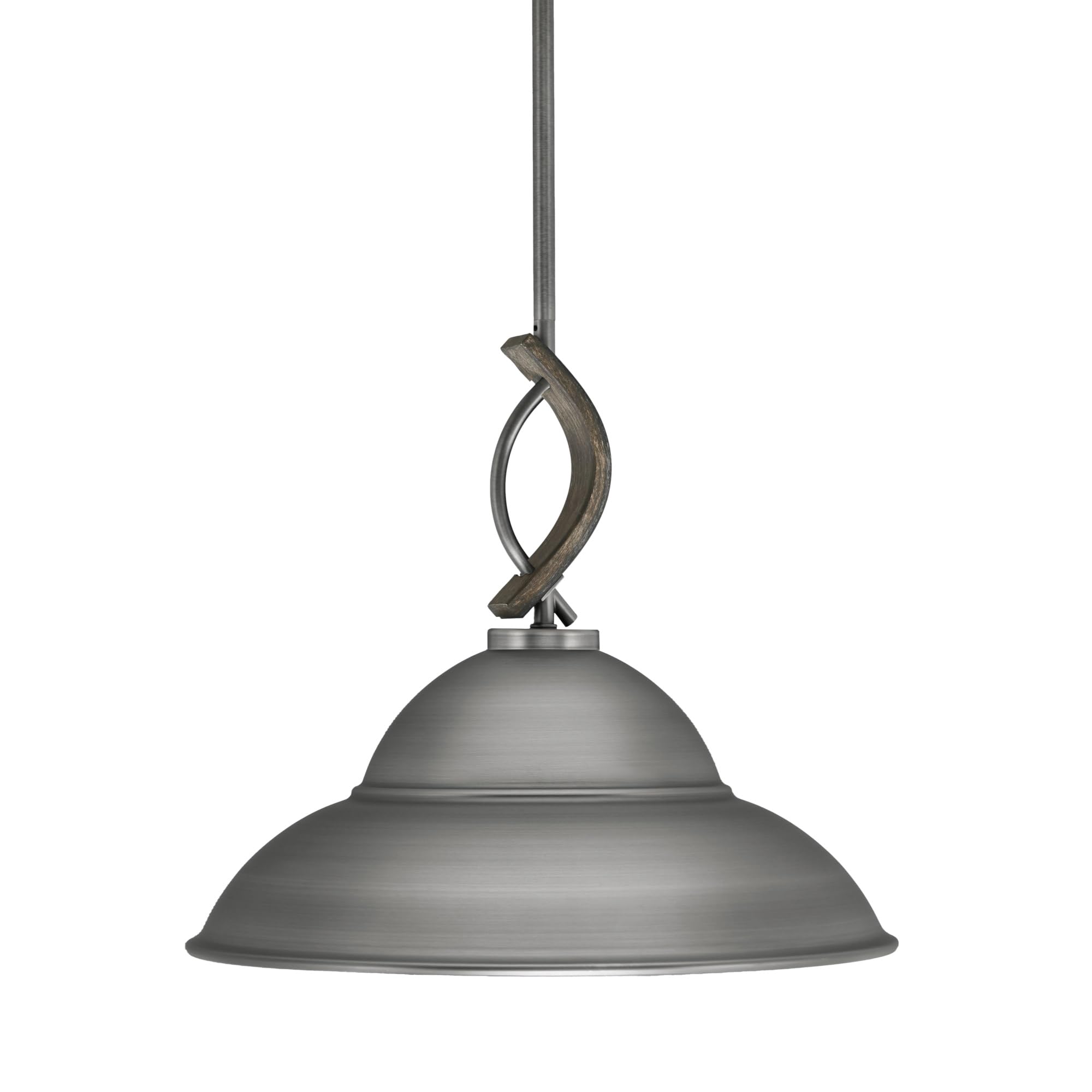 Toltec Lighting Monterey Stem Hung Mini Pendant, 16in Graphite Double Bubble Shade, Distressed Wood-Look Metal Finish