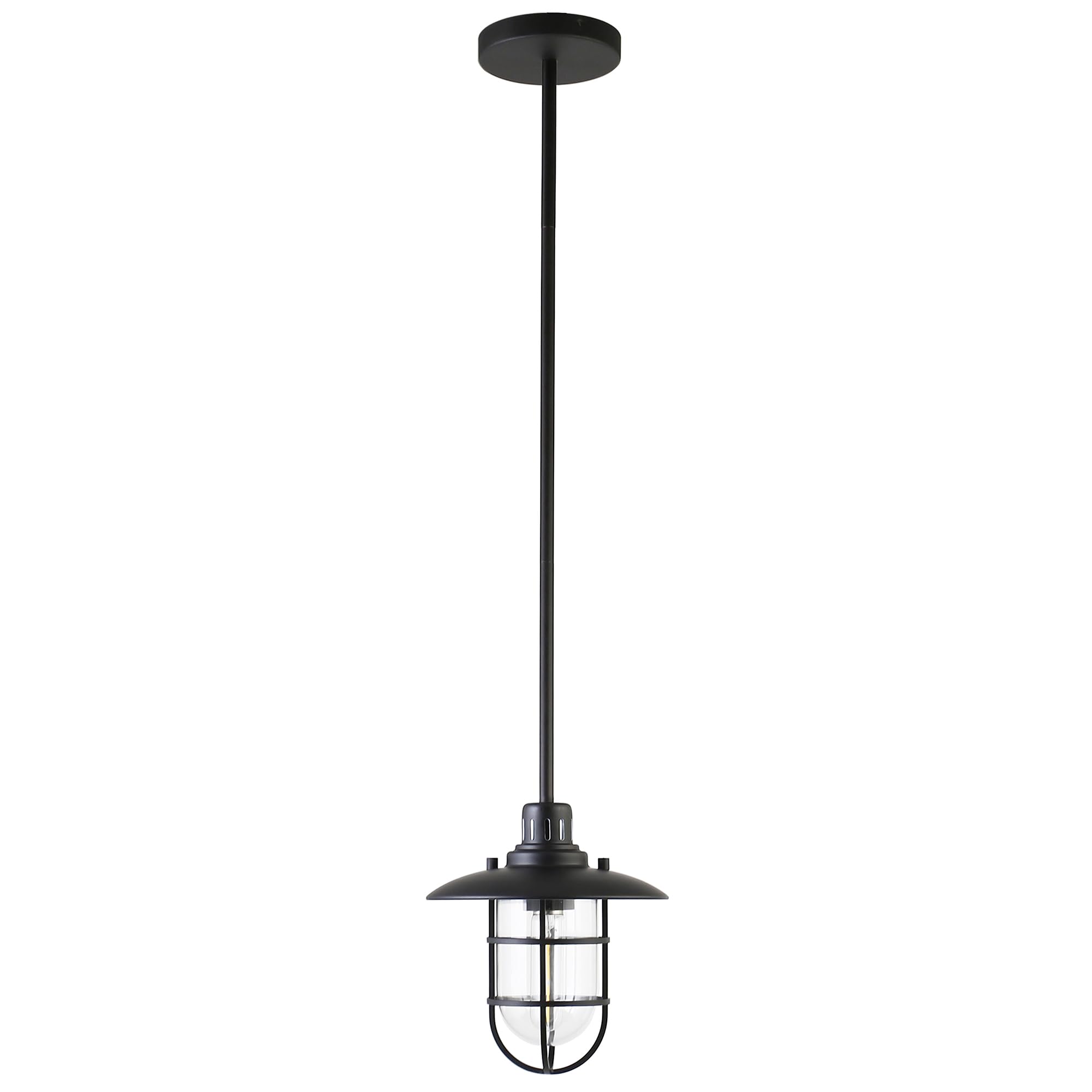 Bay 8.25 Wide Lantern Pendant with Glass/Metal Shade in Blackened Bronze/Clear