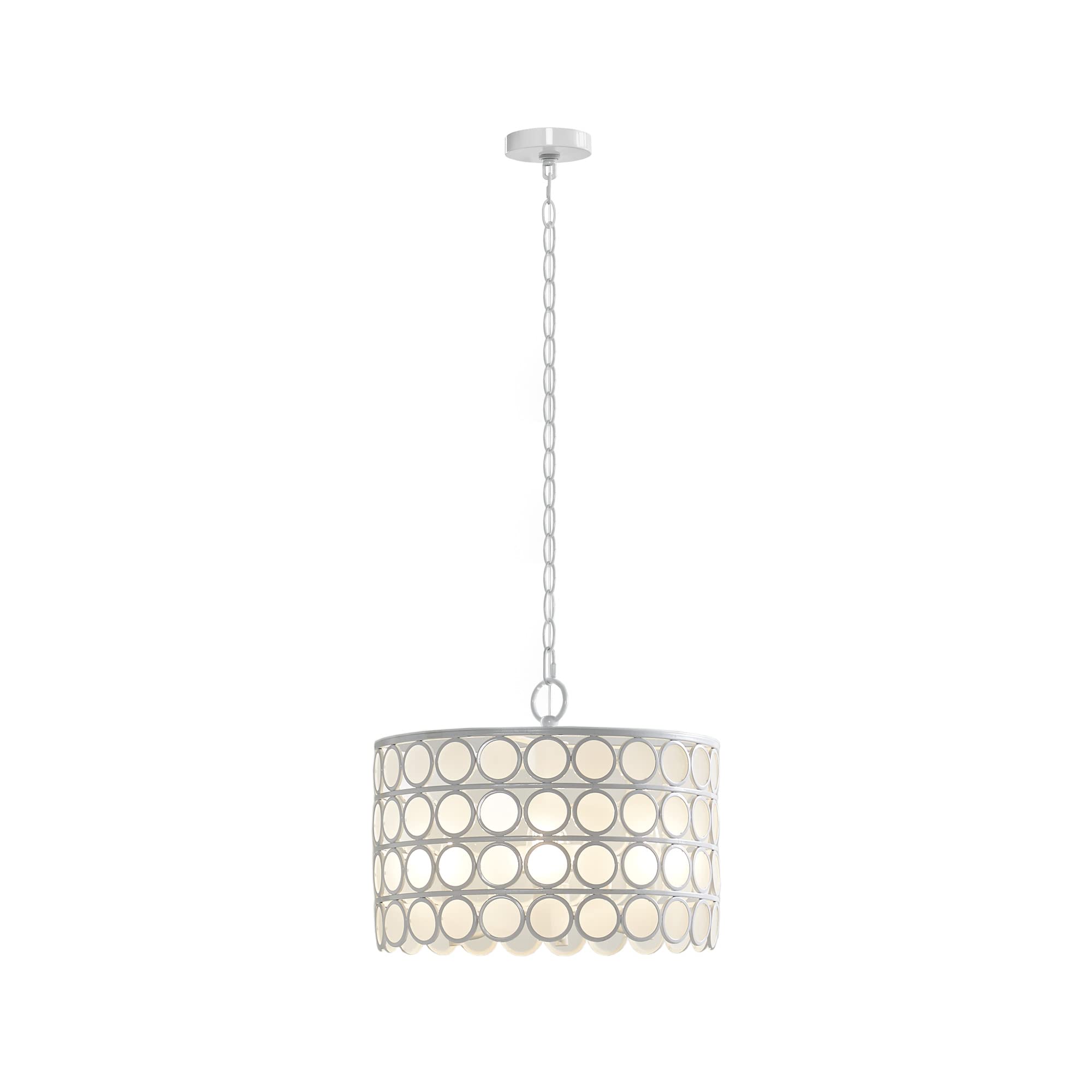 Hampton Hill Mid Century Chandelier, 16.25Dia X 51.75H, White, Iron & Glass, Model Fb150-1160, Adjustable Ceiling Light For Bedrooms & Dining