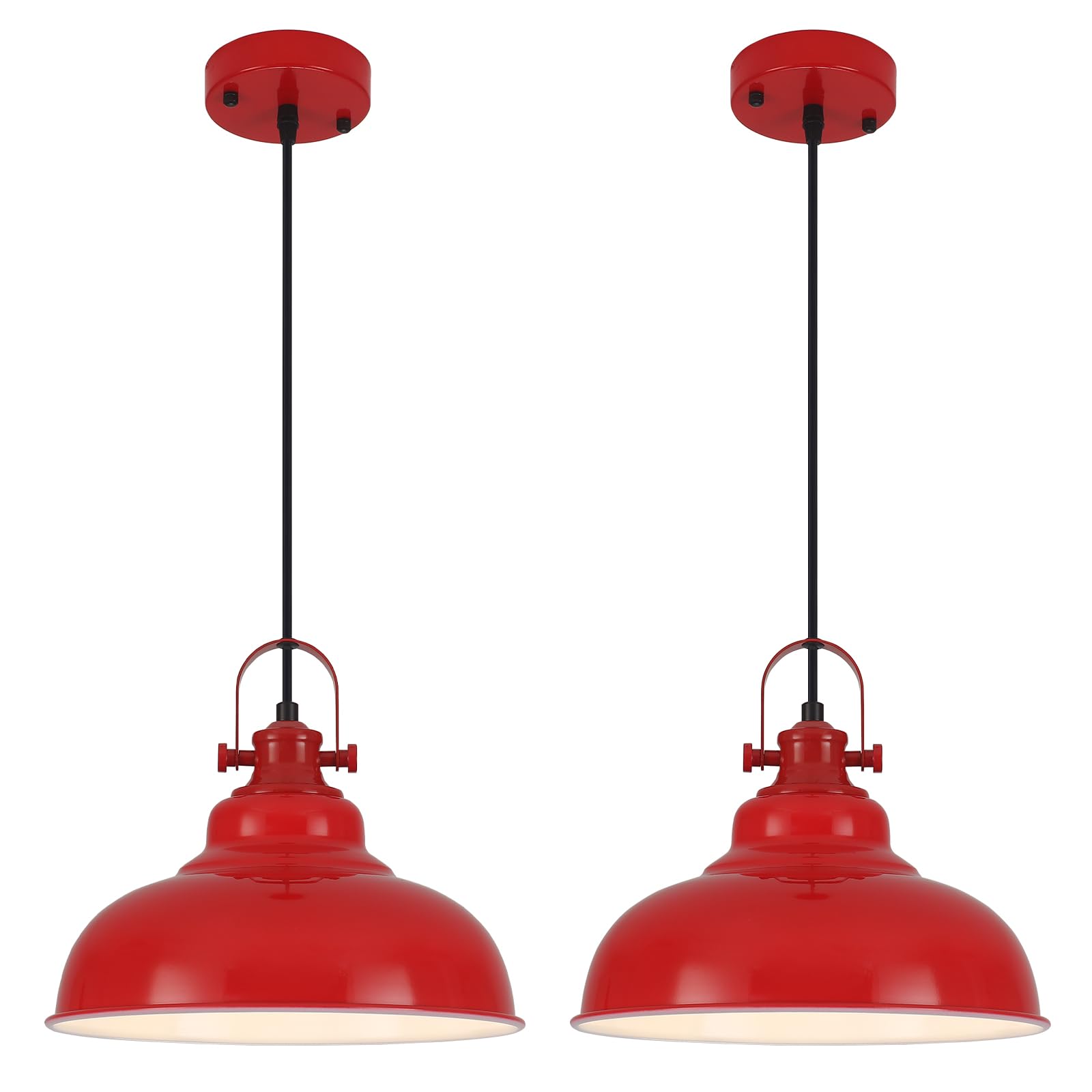 GUIHUALOVE Red Pendant Lights Kitchen Island, 2 Pack Kitchen Island Lighting, Farmhouse Pendant Light Fixtures (11.41'' W), Isla