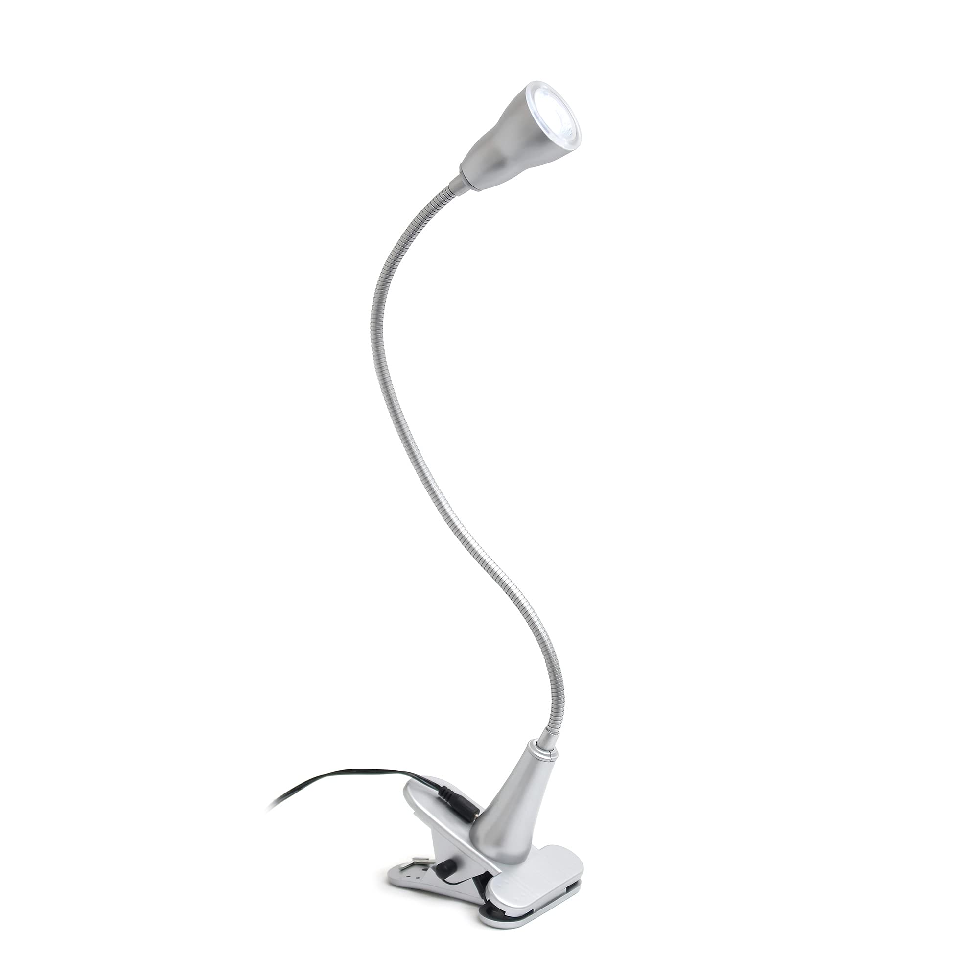 Simple Designs Ld2015-Slv 1W Led Gooseneck Clip Light Desk Lamp