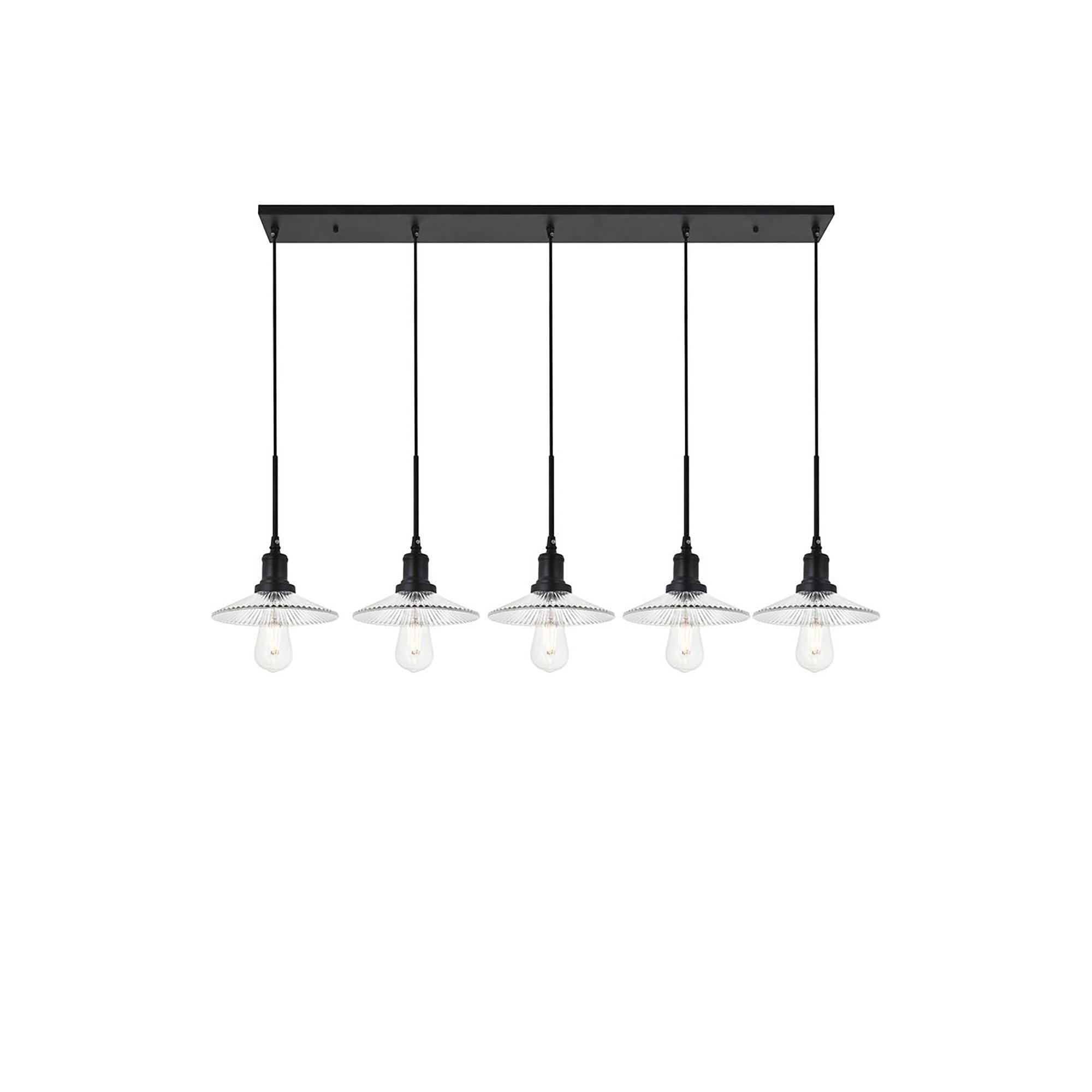 Elegant Lighting Modern Black 5-Light Ceiling Pendant, Indoor Decorative Fixture, 49&quot;L X 9&quot;W